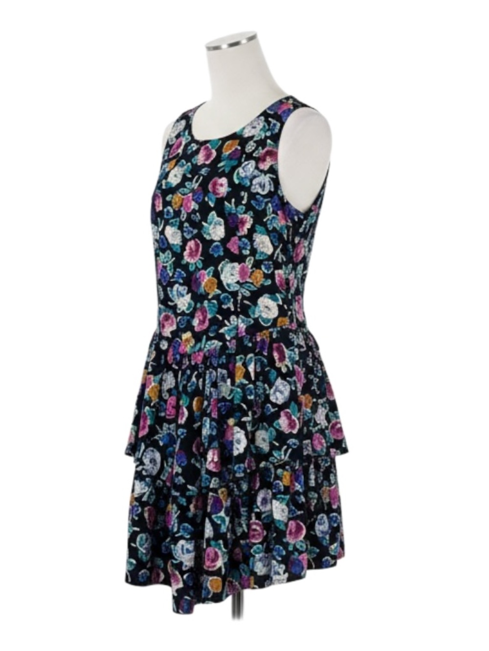 Eber San Francisco Vintage Women's Floral Dress Black and Colorful Size Medium 9